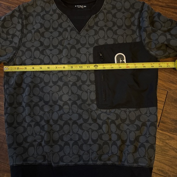 COACH MEN'S MIXED MEDIA ALL OVER LOGO SWEATSHIRT SZ SMALL  Black - Picture 7 of 9